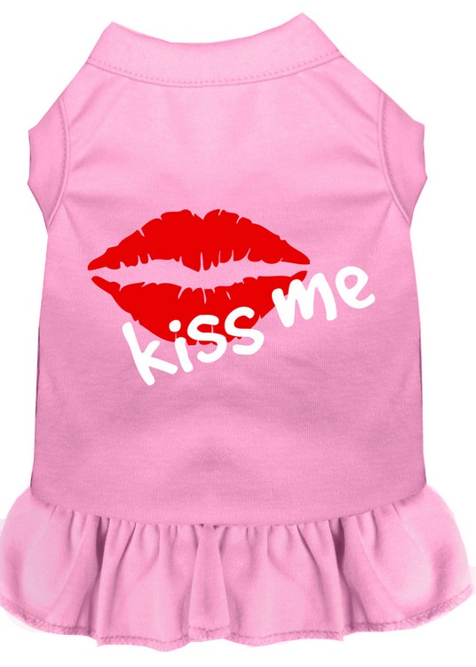 Kiss Me Screen Print Dress Light Pink XS